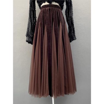 彈力腰a型工作通勤網紗半身裙