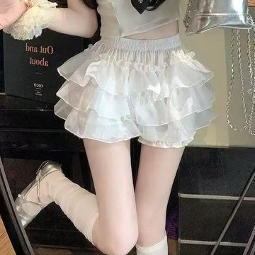 8492 人二度入手🔁高腰新款白色蕾絲蛋糕裙褲少女可愛蓬蓬短裙顯瘦YLUD