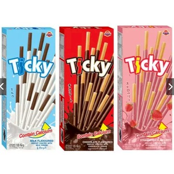 Ticky 餅乾棒 牛奶棒 巧克力棒 可可 草莓 巧克力棒 草莓棒 18g/盒12盒出貨