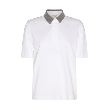 Brunello Cucinelli - White And Grey Cotton Polo Shirt