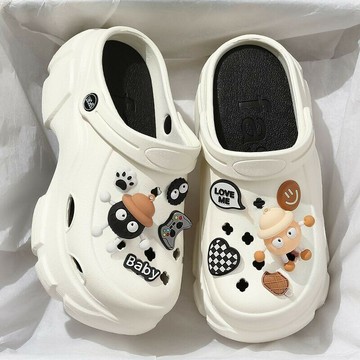 1洞洞鞋女款厚防滑不臭沙灘增高踩屎感涼拖鞋夏外穿沙灘防滑涼鞋拖鞋女款夏季外穿防臭沙灘涼鞋女外穿厚底洞洞鞋女涼鞋