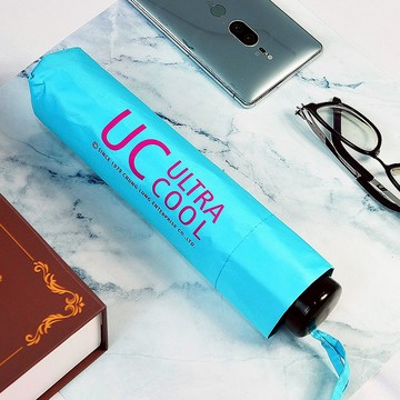 雙龍UC日系降溫無敵小折傘 超輕量抗UV黑膠雨傘陽傘B1943(帝芬藍)