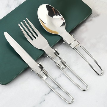 不鏽鋼餐具三件套組 不鏽鋼餐具 折疊餐具 露營餐具 環保餐具組 餐具組 環保餐具【HC172】99750走走去旅行