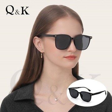 【Q&K】高級感TR90方框偏光太陽眼鏡/曜影黑輕奢款/輕量/抗UV400/防眩光