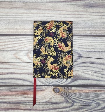 pufferfish (black background) fabric book cover