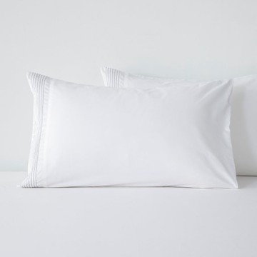 伊登打摺拼接500織埃及棉枕套2入 晨白