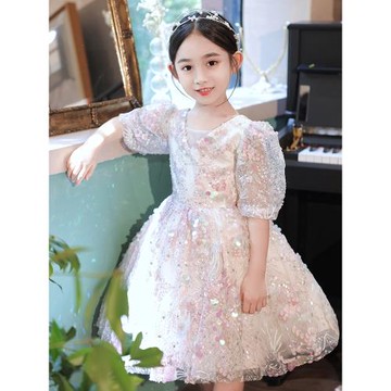 女童禮服夏季高端公主裙兒童小主持人生日走秀花童鋼琴演奏演出服