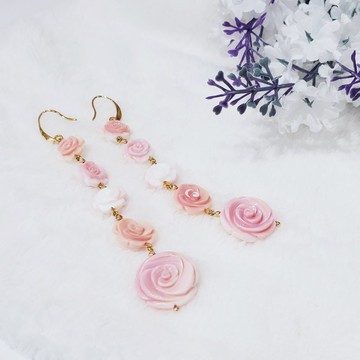 頂級女皇貝 胭脂貝 粉硨磲 玫瑰 大器 智慧 大寶石耳環 禮物