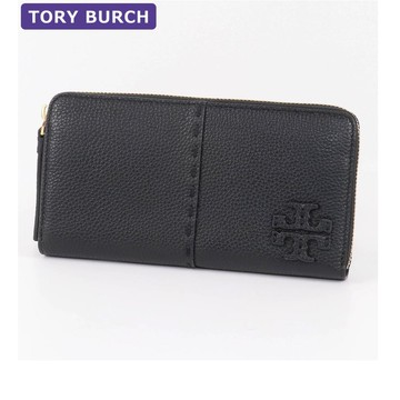 【Tory Burch】專櫃經典款McGraw系列 縫線對開L型長夾/手拿包