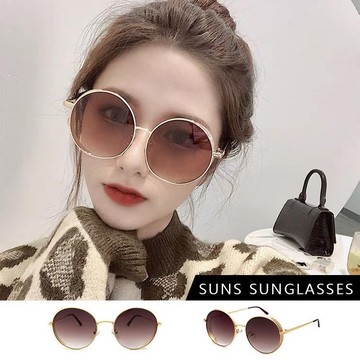 【SUNS】歐美金屬鑲鑽潮流圓框墨鏡/太陽眼鏡 抗UV(20599)
