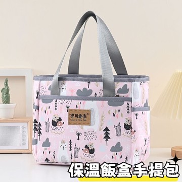 手提保溫袋  便當袋 手提袋 上班帶飯手提袋  防水保溫袋 大容量便噹手提袋保溫包卡通飯盒包學生帶飯午餐飯盒袋上班提飯包
