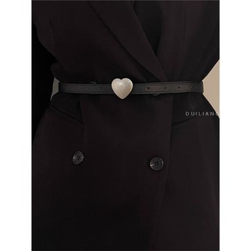 愛心西裝細腰帶女ins風百搭裝飾皮帶時尚黑色配連衣裙子毛衣收腰