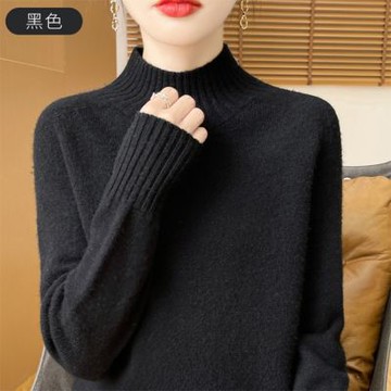 【米蘭精品】現貨+預購 100%羊毛衣針織衫發熱衣長袖保暖內搭加絨寬鬆大碼休閒-高領七針女上衣9色74nc70