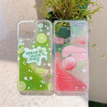 創意流沙水果粉蜜桃適用于三星GalaxyS24手機殼解壓降溫S23+/S22Ultra少女心S21流動液體S20PLUS防摔保護套