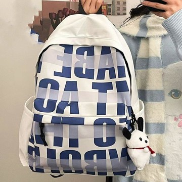 日系書包⚡高顏值耐髒書包大容量尼龍雙肩包輕便高中生字母印花揹包小眾設計感後背包 韓系多隔層防水後背包 雙肩包書包