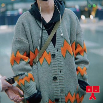 【自己人】日系復古開衫毛衣 寬鬆潮流帥氣針織開衫 男女情侶款 長袖外套 休閒長袖慵懶風 BCJB37