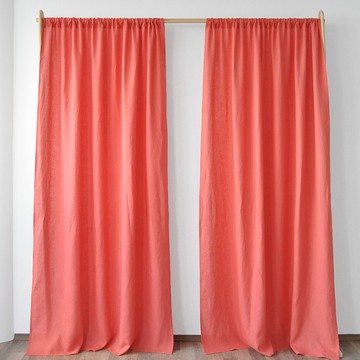 珊瑚常規和遮光麻窗簾 / 定制窗簾 / 2 個面板
