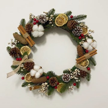 🎅聖誕裝飾🎅藤圈幹花花環門掛聖誕花環diy材料包聖誕禮物裝飾仿真鬆針鬆果
