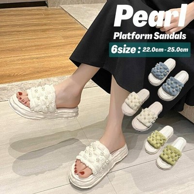 パール付き厚底サンダル フラットサンダル シューズ ビーチサンダル 靴 サンダル レディース 大きいサイズ 痛くない 通販 Lineポイント最大get Lineショッピング