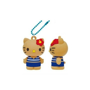 【震撼精品百貨】Hello Kitty_凱蒂貓~日本Sanrio三麗鷗 KITTY曬黑夏威夷矽膠吊飾-藍泳衣*60643