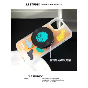 lz原創唱片黑膠磁吸旋轉氣囊支架伸縮通用手機殼桌面懶人創意個性
