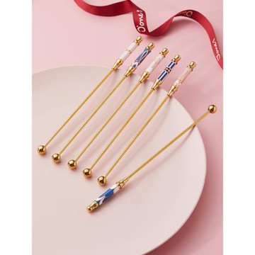 米立風物陶瓷手柄不銹鋼奶粉奶茶咖啡攪拌棒創意長柄雞尾酒調酒棒