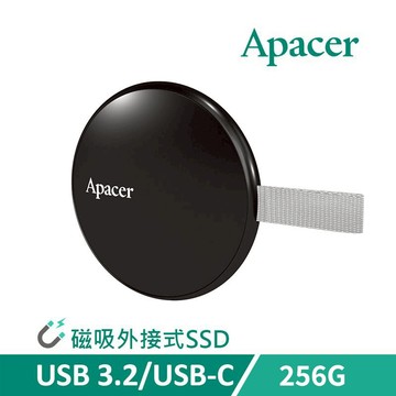 【APP下單6%回饋★領券再折】Apacer 256GB 磁吸可攜式固態硬碟 USB3.2 Gen2 Type-C 外接式行動SSD AS725 神腦生活