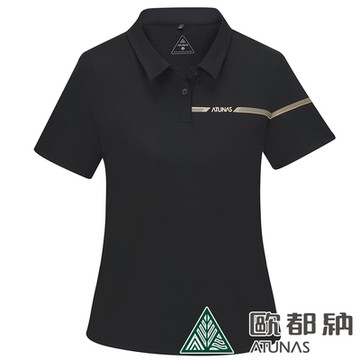 【ATUNAS 歐都納】女款吸濕排汗透氣短袖POLO衫A8PS2411W黑/大尺碼