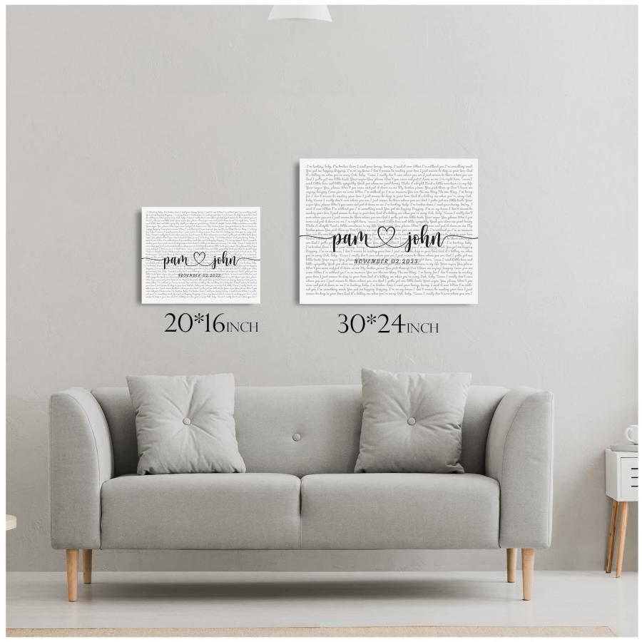 Custom Song Lyrics Photo or Canvas Prints with Couple's Names an 並行輸入品