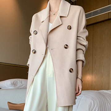 【巴黎精品】現貨+預購 真 100%羊毛大衣 毛呢外套-保暖中長款水波紋寬鬆秋冬女外套4色p1ag73