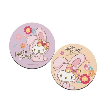 【Sanrio 三麗鷗】軟式珪藻土吸水杯墊-紫橘花兔/圓 （2入/組） （10*10*0.5cm）_廠商直送