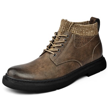 大友SAZSW093男鞋2024新款休閒高幫皮鞋商務正裝棉鞋男款冬季保暖加絨