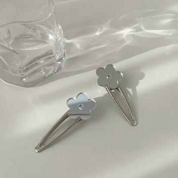 日韓可愛鏡面小花少女發夾網紅側邊夾邊夾簡約發卡劉海夾子頭發飾