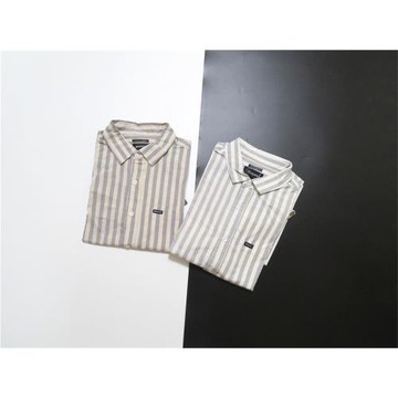 美式街頭潮牌復古休閑阿美咔嘰條紋短袖男士薄款夏季襯衣滑板襯衫