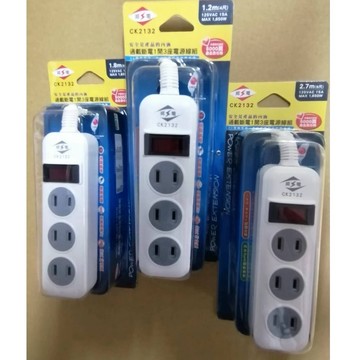 威電  安全 延長線 過載斷電1開3座電源線組 CK2132 4尺/6尺/9尺