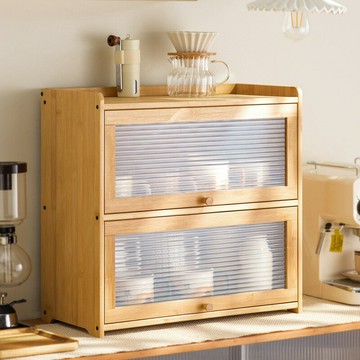 【含稅/免運】 桌面咖啡杯子收納盒馬克杯茶具置物架水杯化妝品架子實木竹質帶蓋