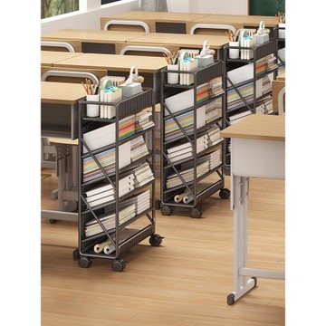 可移動書架帶輪小型窄置物架宿舍教室課桌旁學生放書本桌邊收納架