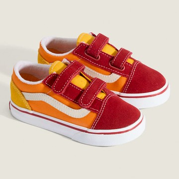 Old Skool V 小童款紅色/橘色專業滑板鞋
