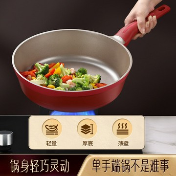 閃閃優品 深煎鍋麥飯石色不粘平底鍋 炒菜鍋家用電磁爐廚房煎炒鍋