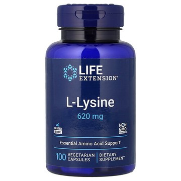 Life Extension, L-賴氨酸，620 毫克，100 粒素食膠囊