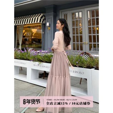 sorozien芍子【在逃大長腿】高腰復古波點網紗半身裙公主蓬蓬裙秋