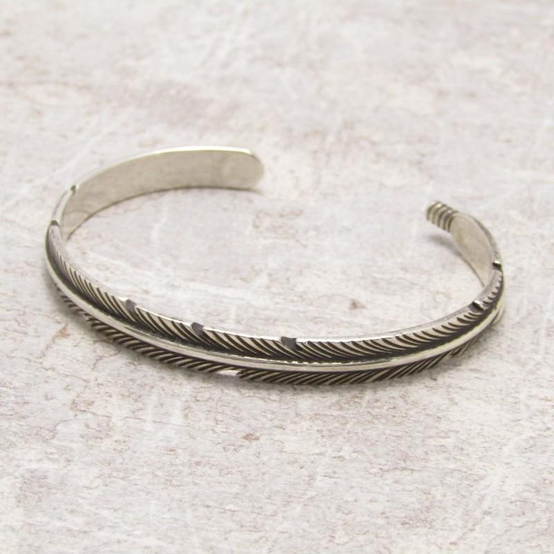 美品 Harvey Mace ナバホ族 フェザー バングル シルバー