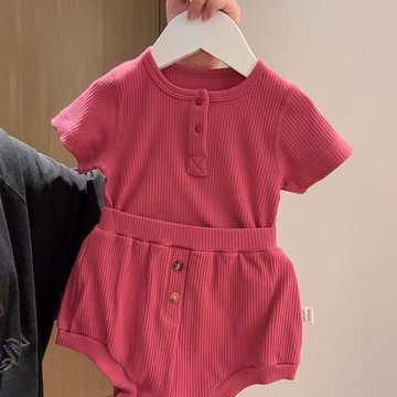 Mini baby🌷嬰兒衣服夏款火龍果套裝嬰幼兒百搭薄款短袖褲子兩件套寶寶套裝
