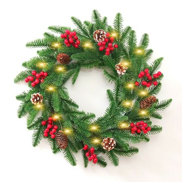 聖誕裝飾 聖誕老人 節日裝飾 免運 新款PE圣誕花環圣誕樹掛件門掛布置紅果松果花圈圣誕節加密