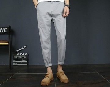 FINDSENSE 時尚潮流 男 日系 方口袋 大尺碼 卷邊褲  小腳褲 九分褲 休閑褲