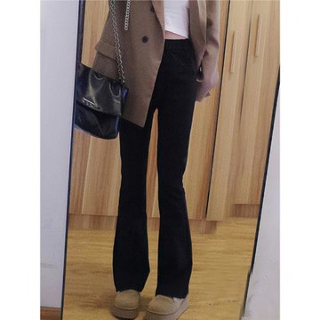 黑色微喇叭西裝褲女春秋2025新款長褲松緊腰高腰顯瘦彈力馬蹄褲子