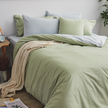 被套 / 雙人【撞色系列-清新綠】100%精梳棉 戀家小舖台灣製AAA202