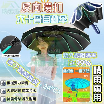 【隔日到貨🏪】反向環扣摺疊傘 雨傘 60骨雨傘架 反向傘 自動折疊傘 自動傘 摺疊雨傘 晴雨傘 遮陽傘 環扣傘 折疊傘