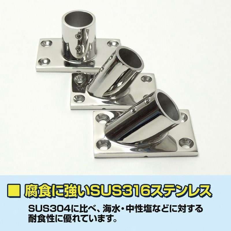 SUS316 ステンレス パイプジョイント 金具 22mm パイプ用 角 SUS316 ステンレス パイプジョイント 金具 22mm パイプ用 角