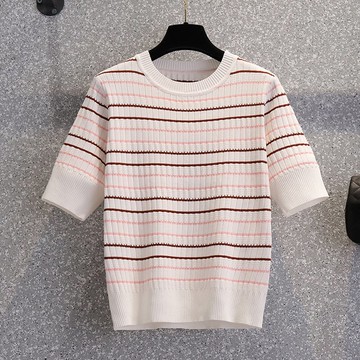 品牌折扣店商場專柜撤柜女裝尾貨清倉夏裝網紅超火條紋短袖T恤女